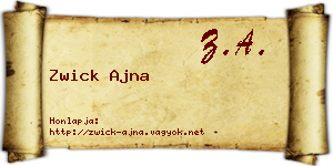 Zwick Ajna névjegykártya